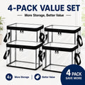 Large Clear Thick Plastic Storage Box with Hinged Lid, Heavy-Duty Durable High-Capacity Organizer for Home, Moving, Attic