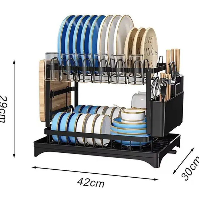 Black2-Tier Kitchen Dish Drying Racki Organize Your Dishes Instyle