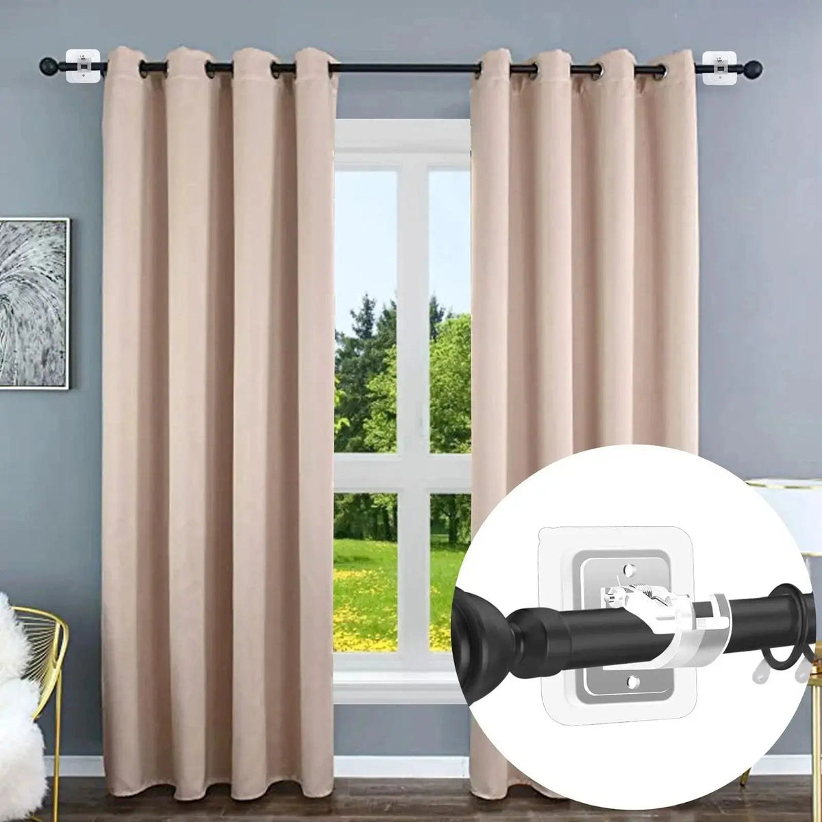 A Set of 8PCS Transparent Drapery Hooks,Curtain Rod Brackets with Clips,Rod Hanging,Adjustable Rods Holder,Multipurposefor Curtain Rod Hooks for Livingroom Bathroom Kitchen Bedroom Toilet Apartment.