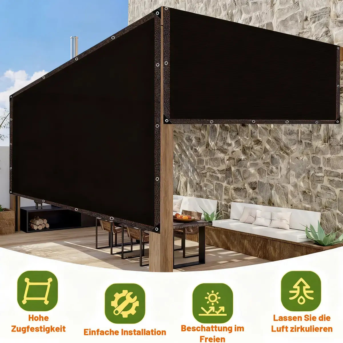 2Pcs 90% Blackout Cloth (Black) - 10 X 13Ft Uv-Resistant Shade Net with Reinforced Rivets, Suitable for Outdoor Adventures / Camping / Garden / Patio / Greenhouse.Mesh Shade Cloth，Easter Gifts