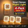 4-Pack LED Night Light with Dusk-To-Dawn Sensor, Plug-In Warm White Night Lights, Automatic On/Off Wall Night Lamps for Bedroom Bathroom Hallway, Soft Ambient Lighting for Home Safety