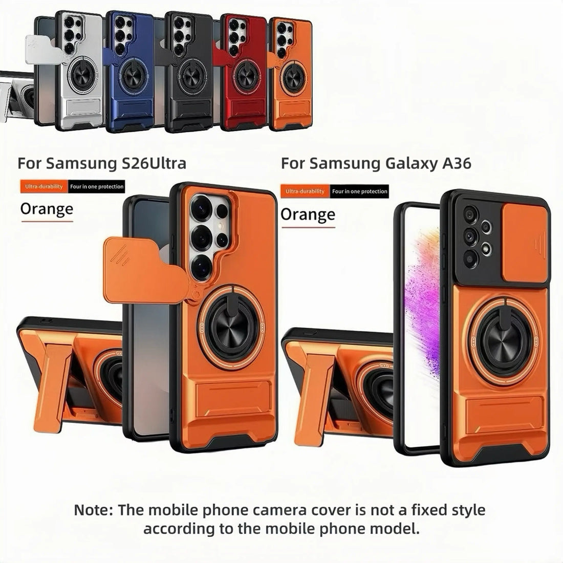 Rotating Ring Phone Case, Compatible with Samsung 25/24/23/22/21 Ultra, High-End Design, Practical Stand Case, TPU+PC Armor Shell, with Camera Protector, Unisex, Military-Grade Protective Case