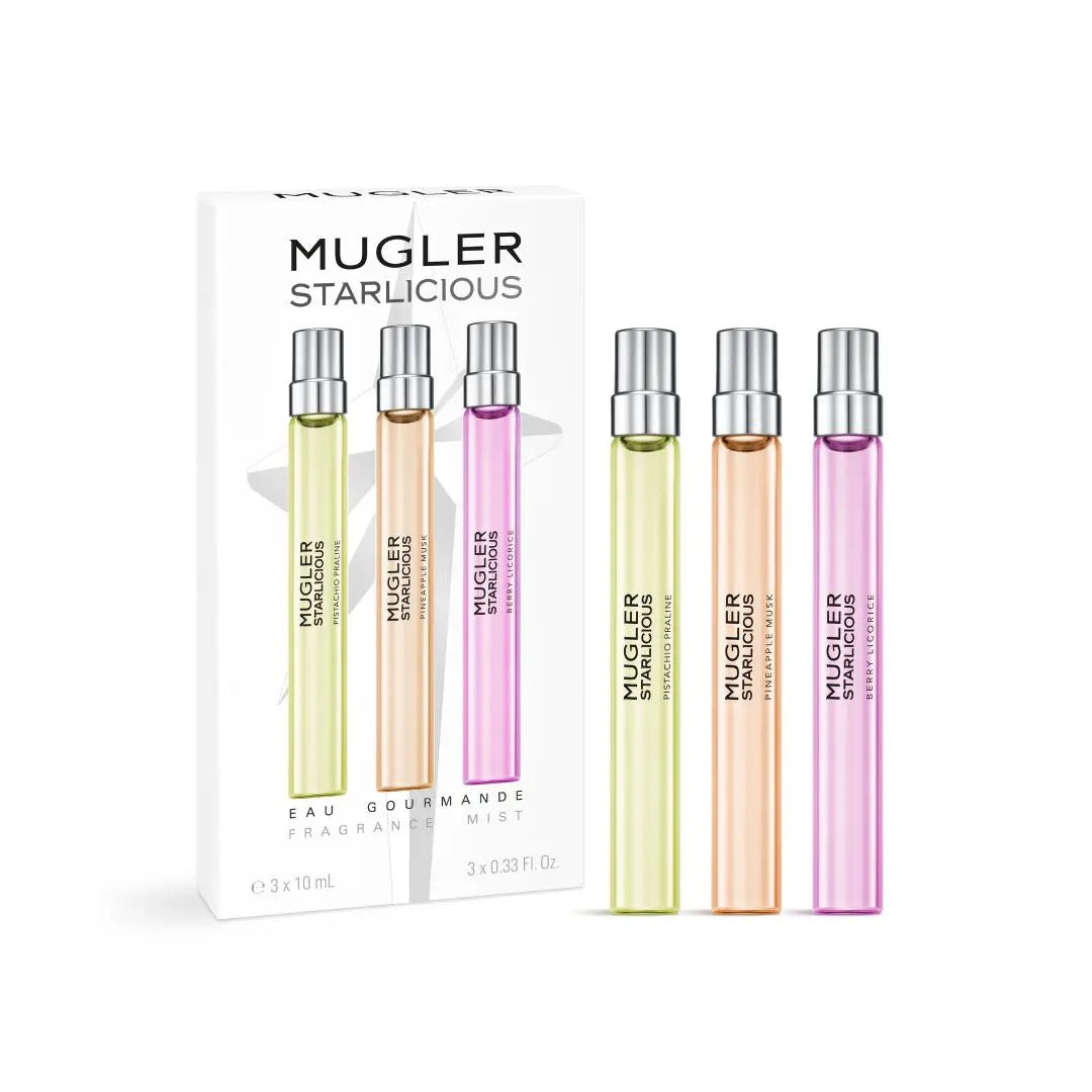 MUGLER | Starlicious Fragrance Mists Collection | Berry Licorice, Pistachio Praline, Pineapple Musk | 75Ml (2.5 Oz) | Discovery Set 3 X 10Ml