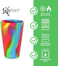 16Oz Silicone Pint Glass – Pack of 2 Unbreakable Bpa-Free Reusable Silicone Drinking Cup – Dishwasher Microwave & Freezer Safe – Stemless Glass for Coffee Smoothies (Arctic Sky&Hippy Hop)