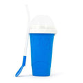 Food Grade Silicone Slushy Maker Cup - Lightweight and Reusable Double Layer Cooling Cup with 2 in 1 Straw and Spoon Cover - Thick Kitchen Bottles Drinkware Fruit Water Bottles