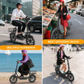 Foldable Electric Scooter with Seat and Basket, 500W Peak Motor, 48V/10.4Ah Rechargeable Battery, LED Headlight, Rear Disc Brakes, Dual Shock Absorbers, Adjustable Height, Customizable Size, 22MPH Max Speed, 28Miles Max Range