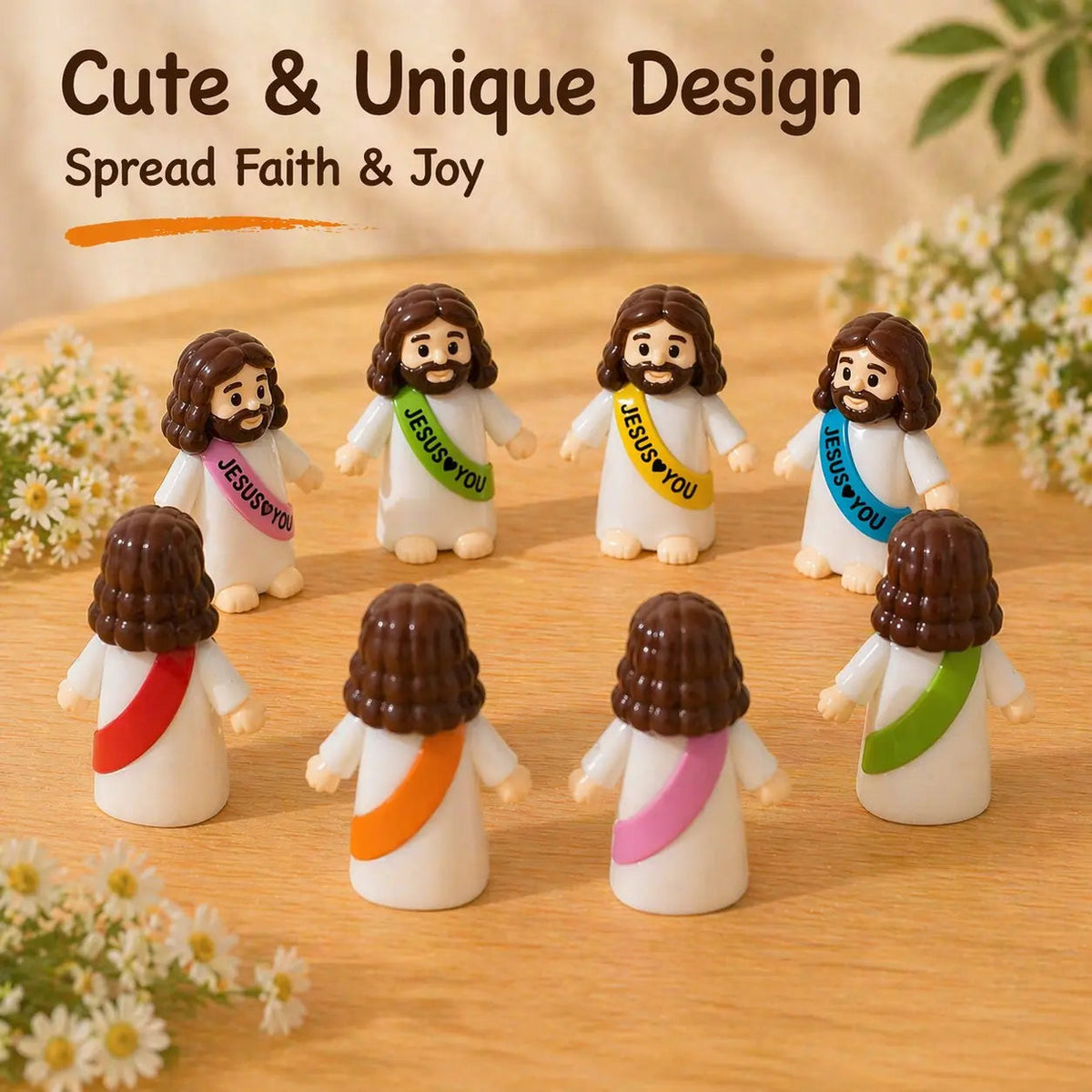 30 Pcs Colorful Mini Jesus Rubber Figurines, Original Hide and Seek Jesus Figures, Religious Party Favors for Christmas, Baptism & Sunday School Christian Gifts