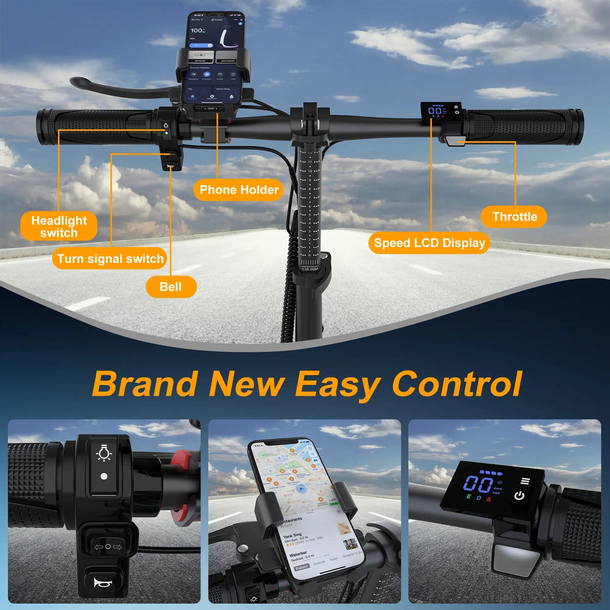 Foldable Electric Scooter with Seat and Basket, 500W Peak Motor, 48V/10.4Ah Rechargeable Battery, LED Headlight, Rear Disc Brakes, Dual Shock Absorbers, Adjustable Height, Customizable Size, 22MPH Max Speed, 28Miles Max Range