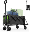 [Memorial Day]【Live】Wecharmer Collapsible Wagon with Tailgate, Wagons Carts Foldable with 350Lbs Capacity, Lightweight Portable Utility Folding Wagon Cart for Shopping Camping Sports Garden