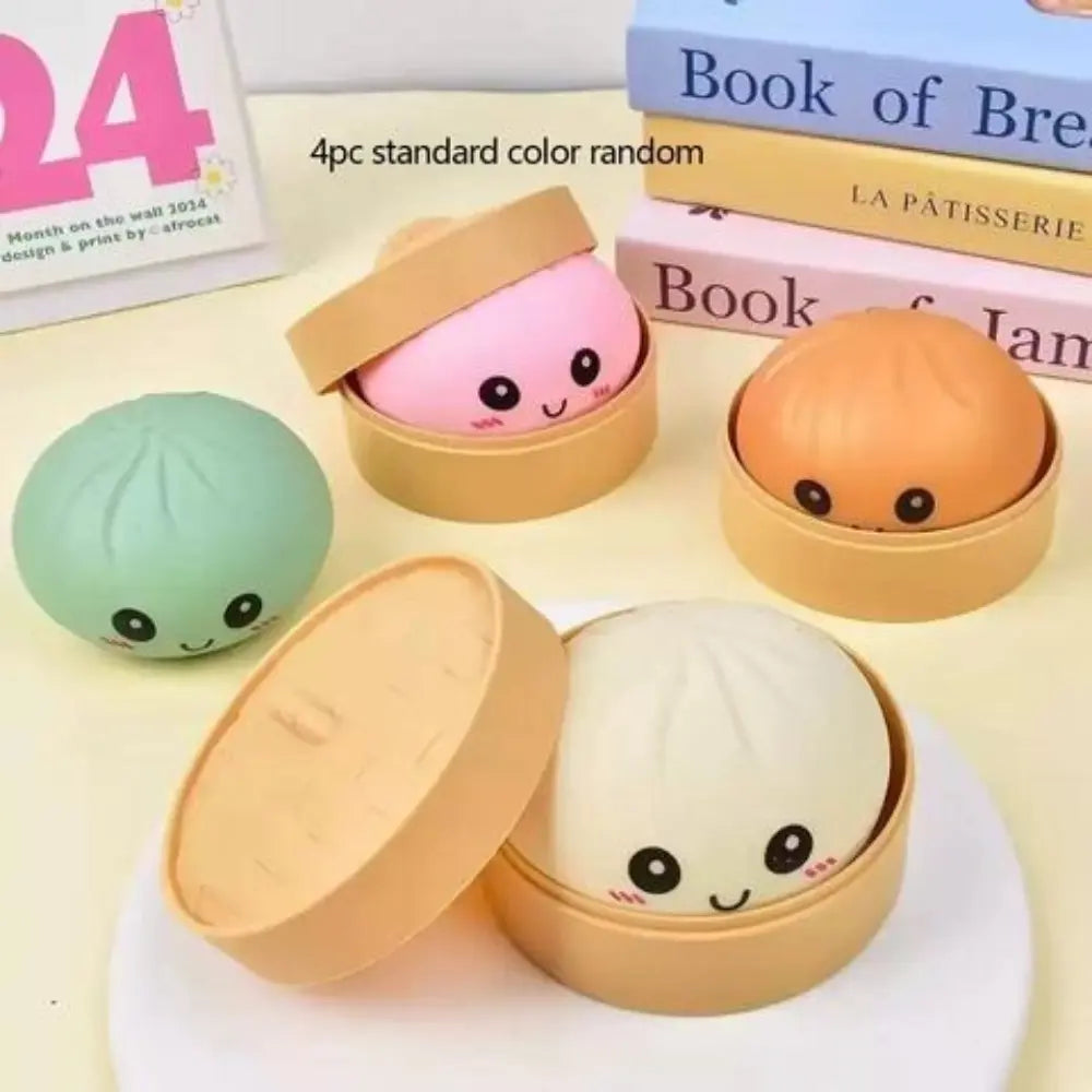 【Blind Box】2026 New Glitter Dumpling Squishy with Steamer Box, Soft Sensory Fidget Steamed Bun Squeeze Tool for Adult Stress & Anxiety Relief,