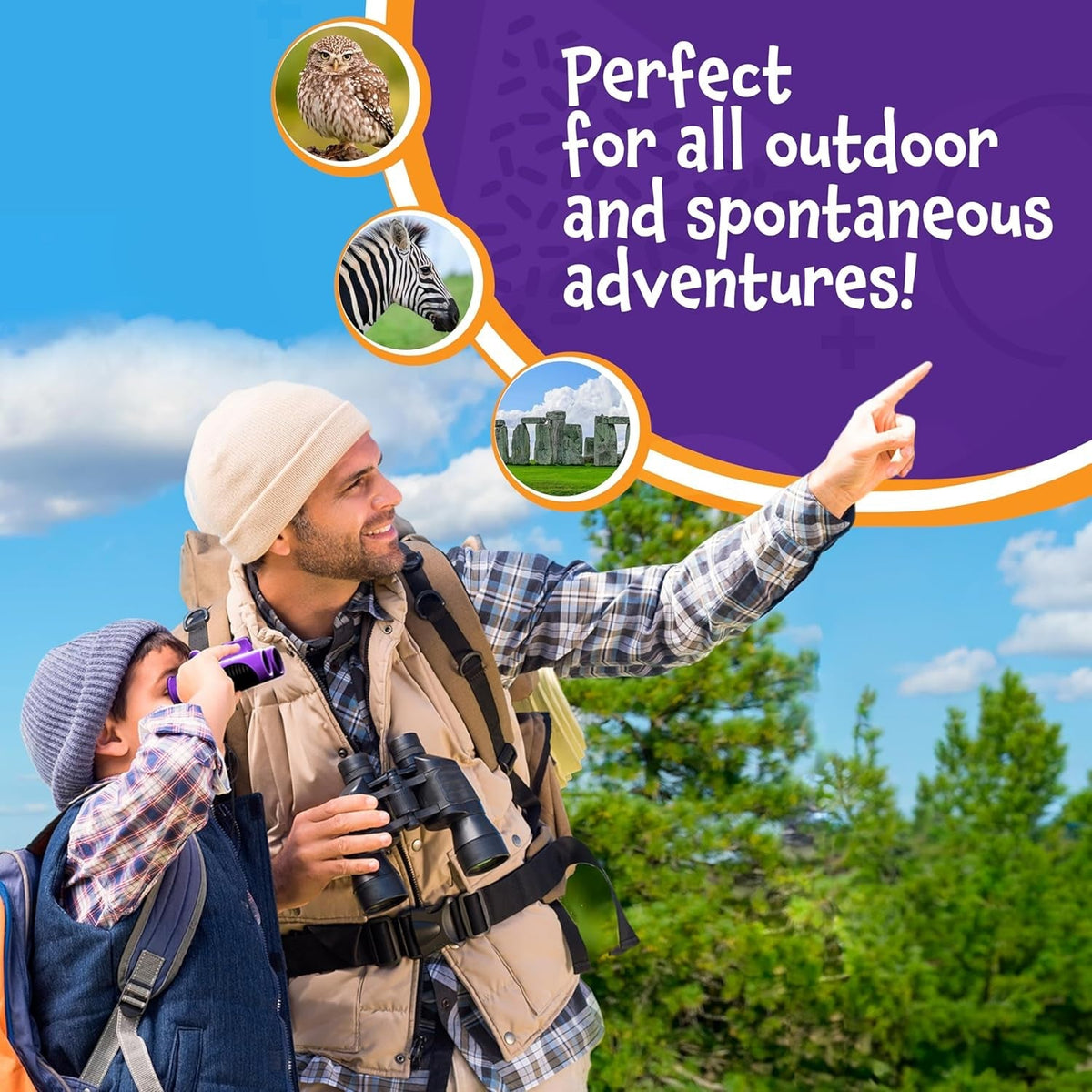 Think Peak Black Binoculars Science Toy for Kids Ages 3-12 Years - Real Compact Outdoor Adventure & STEM Educational Nature Hiking Explorer for Bird Watching, Camping Children’S Birthday Gift