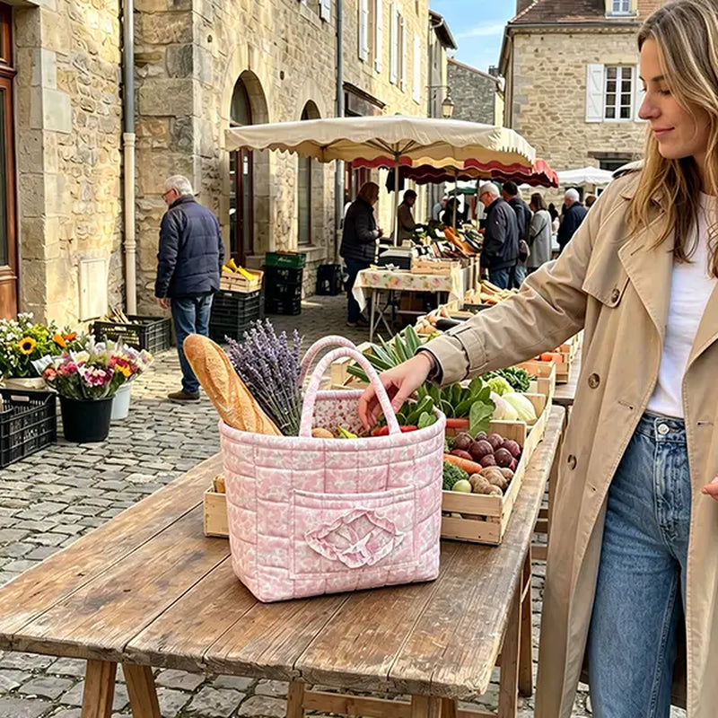 Stylish, Lightweight Storage Box with a Carry Handle and Foldable Design—Sweet, Fresh Aesthetic Suitable for Home, Picnics, Shopping, Snack Baskets, and an Essential Household Item.