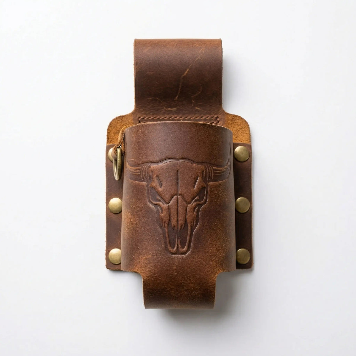 Handmade Full Grain Crazy Horse Leather Drinkware Holster for Belt - 12Oz Hands-Free Beer Can Holder for BBQ, Camping, Gifts for Men