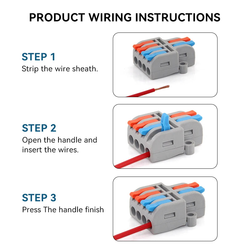 10/30/50 PCS Mini Fast Wiring Cable Connectors Universal Compact Splitter Electrical Conductors Push-In Home Terminal Block