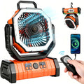 20,000 Mah Rechargeable Camping Fan with Light, Dual Motors, 4 Speeds, Hook, Remote Control, LED Light, and Power Bank—Portable, Ideal for Emergencies and Essential for Outdoor Camping