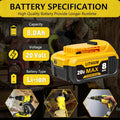 20V Max 8.0Ah Lithium Replacement Battery for Dewalt Cordless Power Tools - Compatible with Dewalt DCB208, DCB200, DCB206, DCB205, DCB204 Models