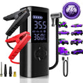 4-In-1 Car Jump Starter with Air Compressor, Tire Inflator, Portable Power Bank, Battery Booster Pack, LED Emergency SOS Light – All-In-One Roadside Kit for Dead Battery & Flat Tire