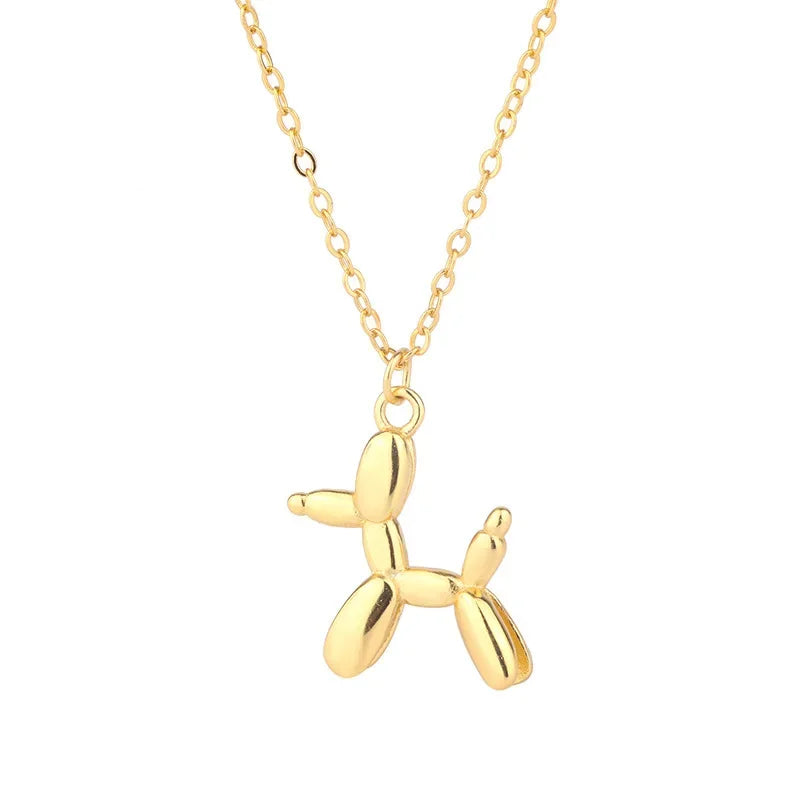 Silver Color Cute Animal Balloon Dog Necklaces Creative Pendant Clavicle Chain Necklace Ladies Girl Jewelry Dropshipping