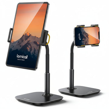 Tablet Stand Holder, Gooseneck Tablet Mount - 2.5Lb Heavy Duty Base Adjustable Desktop Stand with 360 Degree Rotating for 4.7-13" Tablets, Ipad Pro 12.9 Air Mini, Fire, Kindle, Tabs, Black