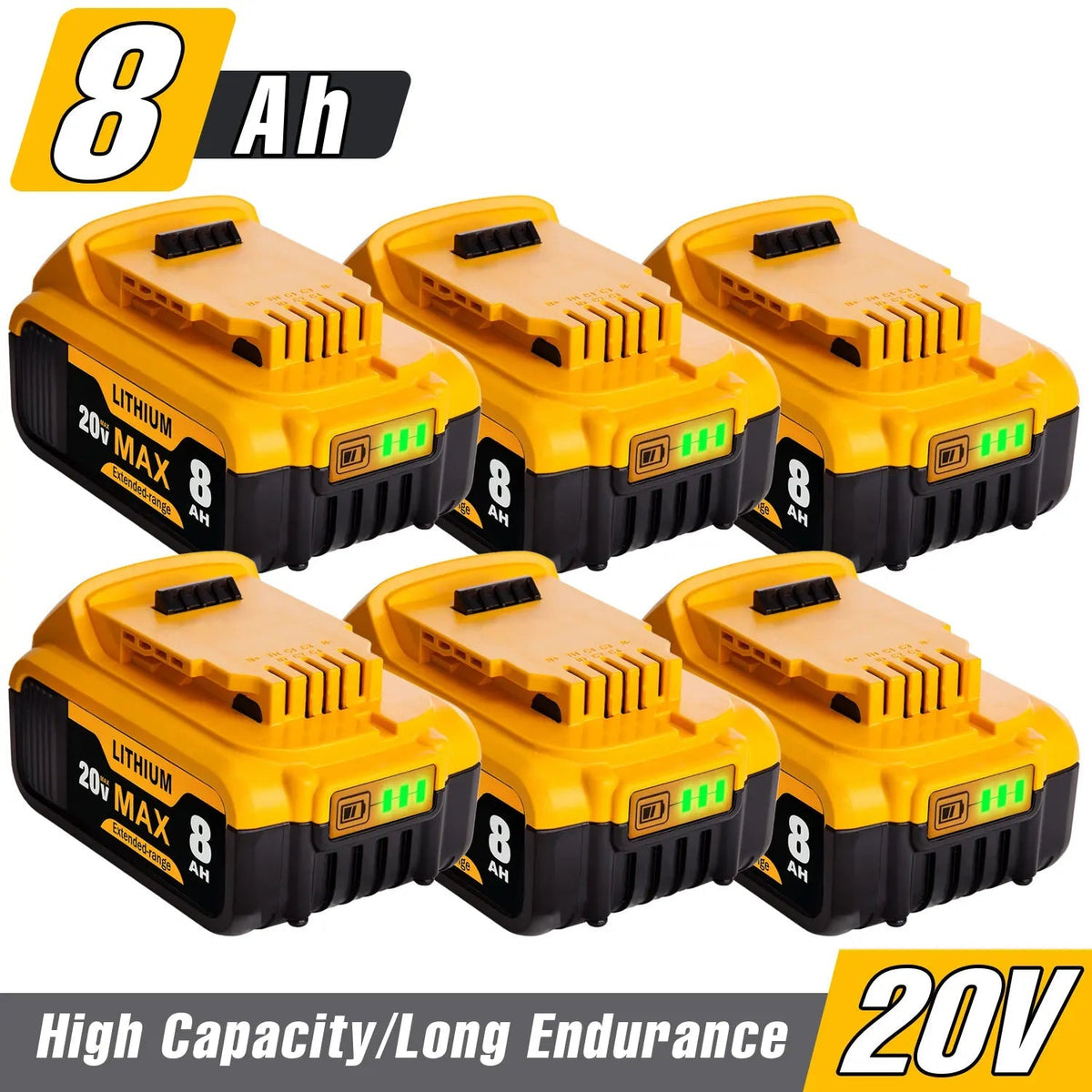 20V Max 8.0Ah Lithium Replacement Battery for Dewalt Cordless Power Tools - Compatible with Dewalt DCB208, DCB200, DCB206, DCB205, DCB204 Models