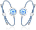 Long Distance Touch Light Up&Vibrate Bracelets for Couples, Long Distance Relationship Gifts Smart Sun&Moon Love Bracelet