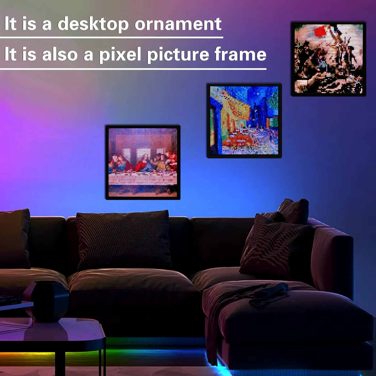 LED Pixel Display 64X64 RGB LED Matrix Panel Programmable Pixel Art Display with Bluetooth APP Control Creative Pixel Screen