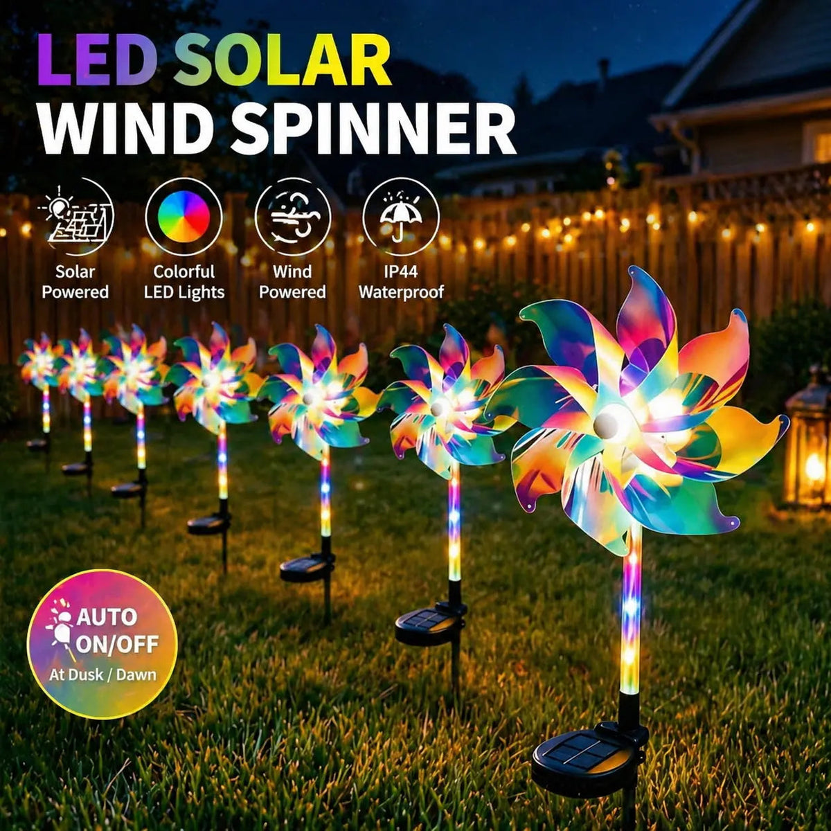 Waterproof LED Solar Wind Spinner - Light up Your Garden with Every Breeze Decor Yard