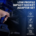 2026 Upgraded Low Profile Impact Socket Adapter Set, 4PCS Stubby Drive Ratchet Adapters, 1/4