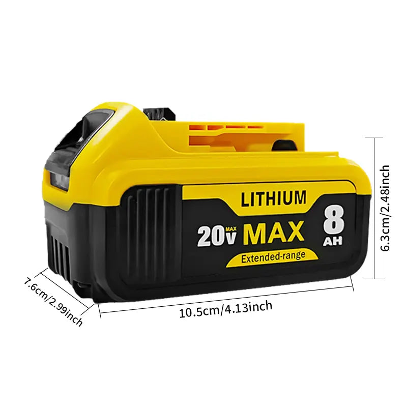 20V Max 8.0Ah Lithium Replacement Battery for Dewalt Cordless Power Tools - Compatible with Dewalt DCB208, DCB200, DCB206, DCB205, DCB204 Models