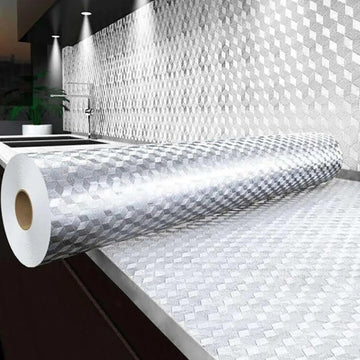 Peel and Stick Wallpaper, Waterproof Contact Paper for Kitchen Countertops Cabinets, Self-Adhesive Removable Aluminum Foil Sticker, Oil Proof Heat Resistant, Easy Clean (40Cm*3M)