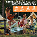 20,000 Mah Rechargeable Camping Fan with Light, Dual Motors, 4 Speeds, Hook, Remote Control, LED Light, and Power Bank—Portable, Ideal for Emergencies and Essential for Outdoor Camping