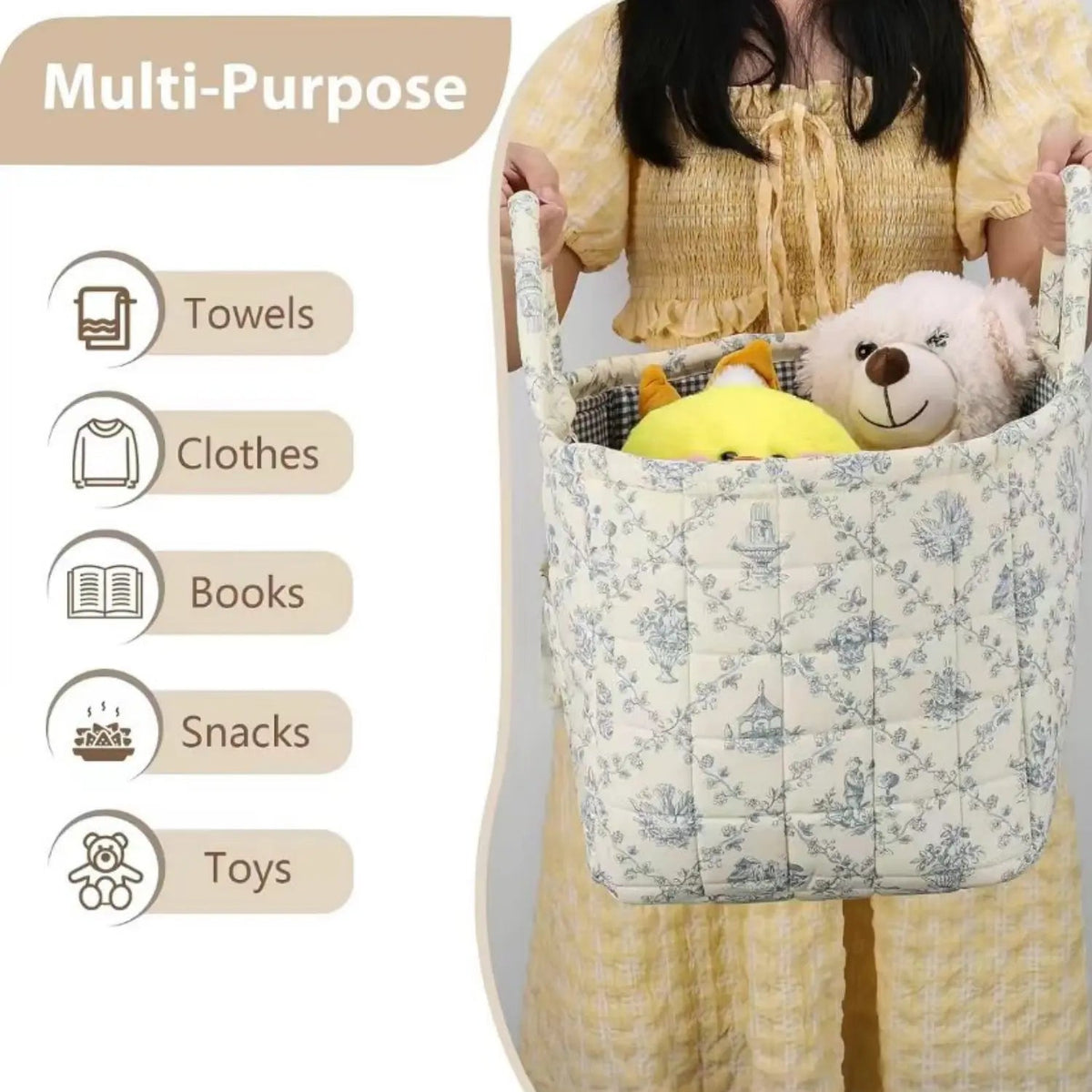 Stylish, Lightweight Storage Box with a Carry Handle and Foldable Design—Sweet, Fresh Aesthetic Suitable for Home, Picnics, Shopping, Snack Baskets, and an Essential Household Item.