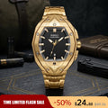 【Dealsforyoudays】Luxury Polygon Men'S Business Watch Waterproof Luminous Calendar Premium Metal Texture Gift Box Included for Men