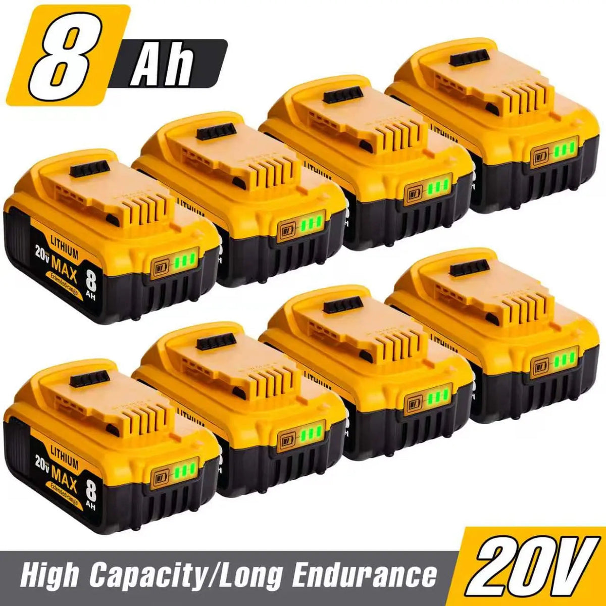 20V Max 8.0Ah Lithium Replacement Battery for Dewalt Cordless Power Tools - Compatible with Dewalt DCB208, DCB200, DCB206, DCB205, DCB204 Models