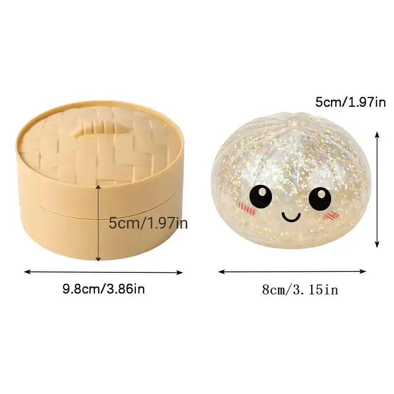 【Blind Box】2026 New Glitter Dumpling Squishy with Steamer Box, Soft Sensory Fidget Steamed Bun Squeeze Tool for Adult Stress & Anxiety Relief,