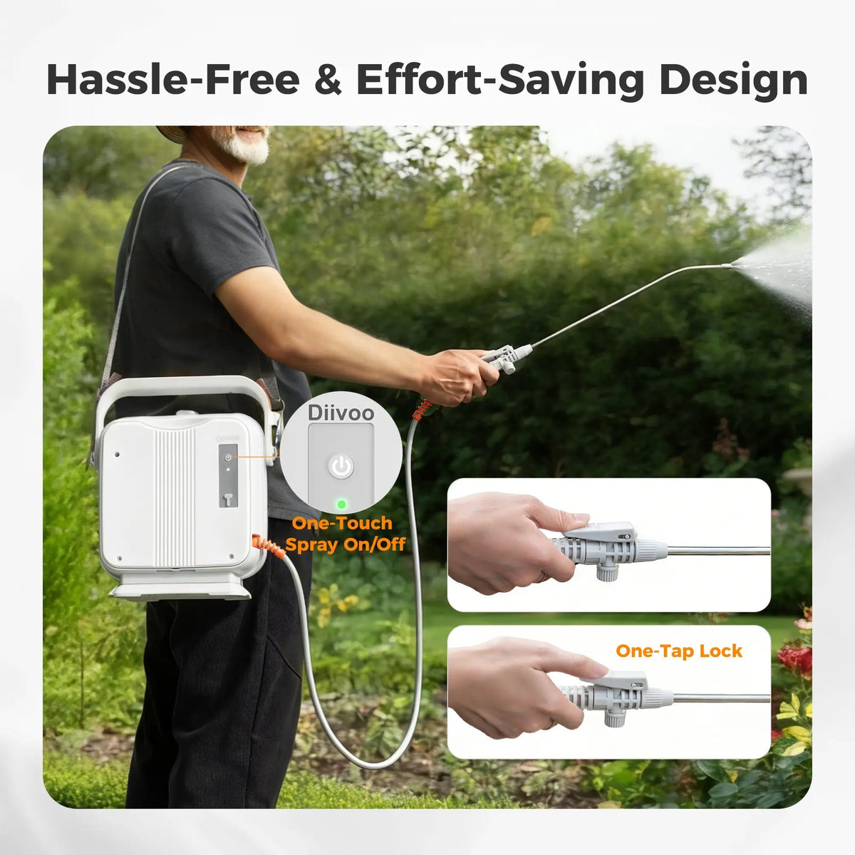 Diivoo 1.35 Gallon/5L Battery Powered Sprayer, 7.4V 2000Mah*2 Electric Weed Sprayer with 2 Adjustable Nozzles, Retractable Wand for Lawn, Garden, Yard