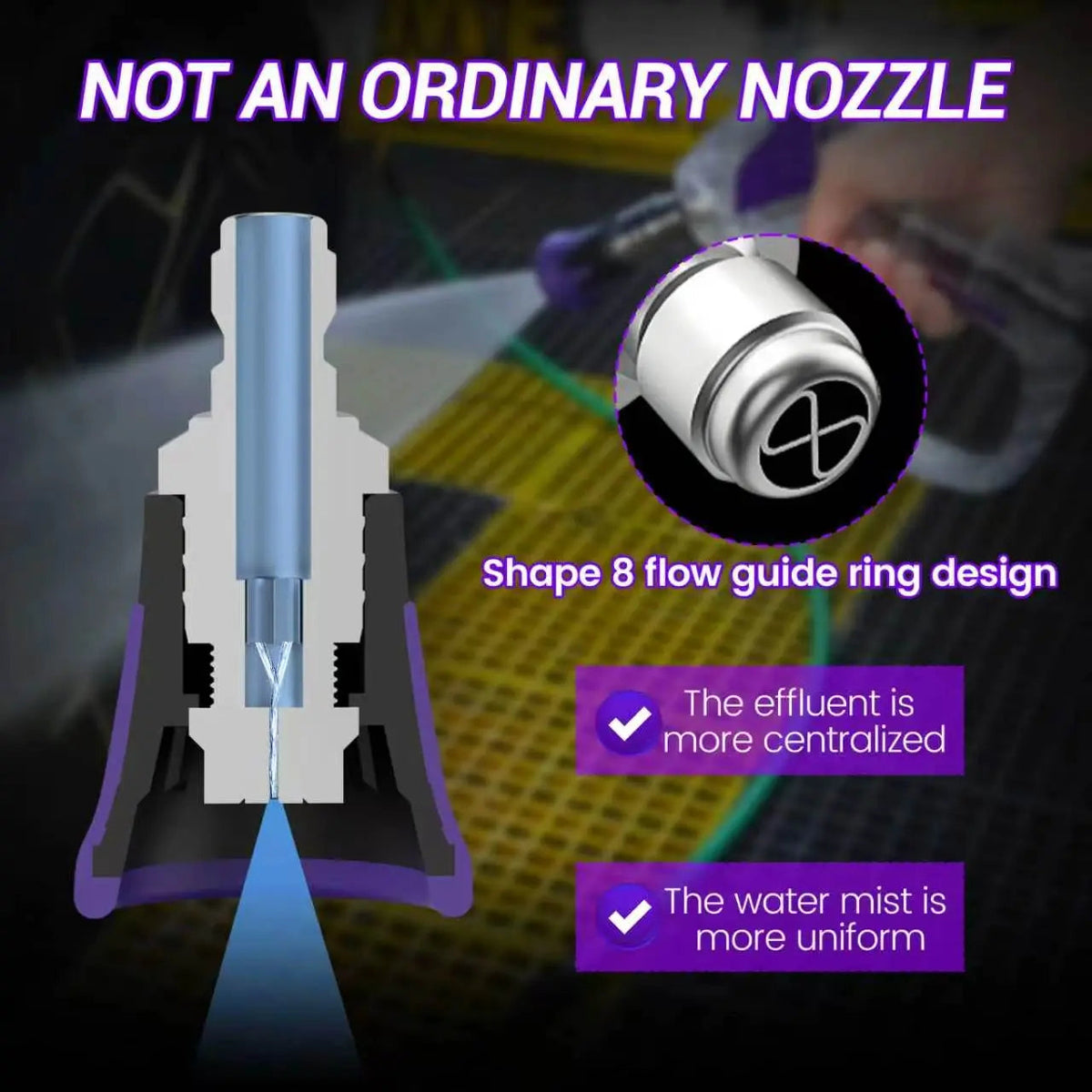 High-Pressure Washer Transparent Purple Spray Gun with Self-Locking Head and 3/8" Quick-Connect Fitting; Features a Scratch-Resistant Purple Silicone Nozzle.