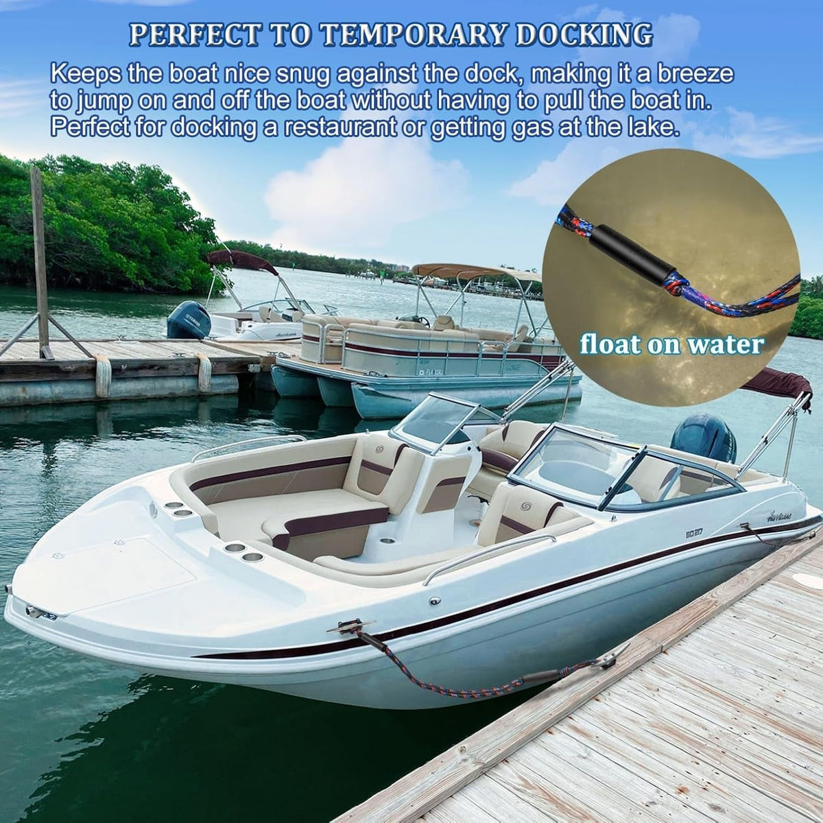 Bungee Dock Lines for Boats, Quick Connect No Knots, Shock Absorbing Mooring Lines, Boating Gifts for Men, Boat Accessories for Pontoon, Bass Boat, Jet Ski