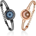 Long Distance Touch Light Up&Vibrate Bracelets for Couples, Long Distance Relationship Gifts Smart Sun&Moon Love Bracelet