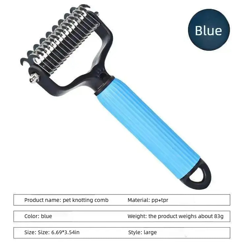 Pet Detangling Comb for Dogs Double Sided Stainless Steel Grooming Tool for Coat Care Shedding Removal Easy to Use One Click Cleaning