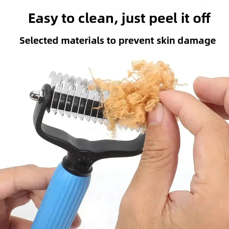 Pet Detangling Comb for Dogs Double Sided Stainless Steel Grooming Tool for Coat Care Shedding Removal Easy to Use One Click Cleaning