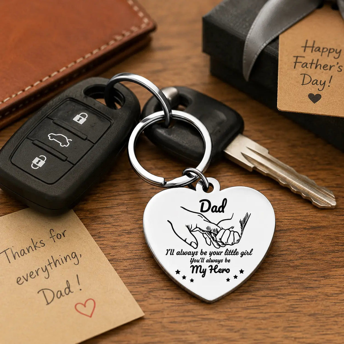 Father’S Day Gift - Dad Gifts from Daughter for Birthday Christmas Valentine’S Day, I'Ll Always Be Your Little Girl, You Will Always Be My Hero Daddy Keychain, Father Daughter Keyring
