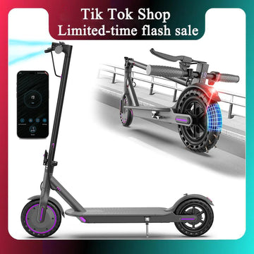 Purple Electric Scooter for Adults, Top Speed 19 Mph, 350-Watt Motor, 14-18 Mile Range, Supports Smart App Control, Easy to Carry, Folds up for Storage in a Trunk, Can Carry up to 265 Lbs, Fuel-Efficient Choice.