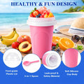 Food Grade Silicone Slushy Maker Cup - Lightweight and Reusable Double Layer Cooling Cup with 2 in 1 Straw and Spoon Cover - Thick Kitchen Bottles Drinkware Fruit Water Bottles