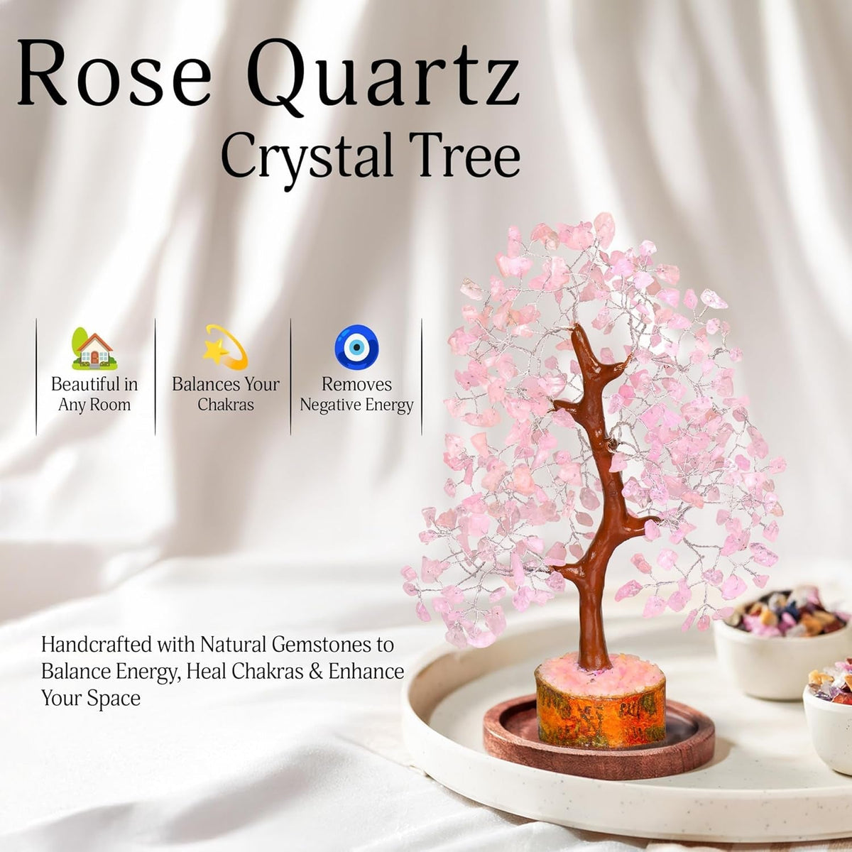 Rose Quartz Crystal Tree | Pink Chakra Tree | Healing Crystals | Meditation Room Decor | Spiritual Decor | Sister Birthday Gifts | Spiritual Healing Gifts | 10 Inch