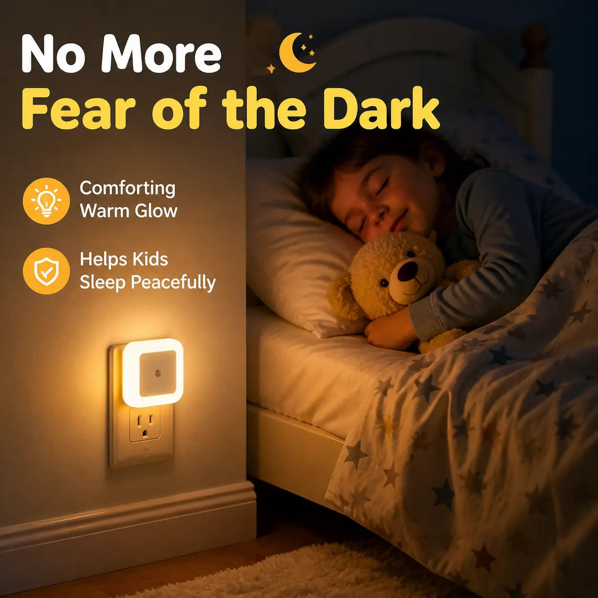 4-Pack LED Night Light with Dusk-To-Dawn Sensor, Plug-In Warm White Night Lights, Automatic On/Off Wall Night Lamps for Bedroom Bathroom Hallway, Soft Ambient Lighting for Home Safety