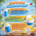 Food Grade Silicone Slushy Maker Cup - Lightweight and Reusable Double Layer Cooling Cup with 2 in 1 Straw and Spoon Cover - Thick Kitchen Bottles Drinkware Fruit Water Bottles