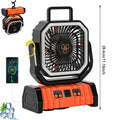 20,000 Mah Rechargeable Camping Fan with Light, Dual Motors, 4 Speeds, Hook, Remote Control, LED Light, and Power Bank—Portable, Ideal for Emergencies and Essential for Outdoor Camping