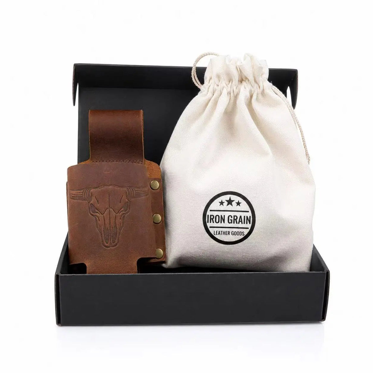 Handmade Full Grain Crazy Horse Leather Drinkware Holster for Belt - 12Oz Hands-Free Beer Can Holder for BBQ, Camping, Gifts for Men