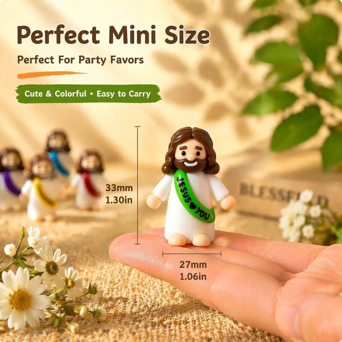 30 Pcs Colorful Mini Jesus Rubber Figurines, Original Hide and Seek Jesus Figures, Religious Party Favors for Christmas, Baptism & Sunday School Christian Gifts